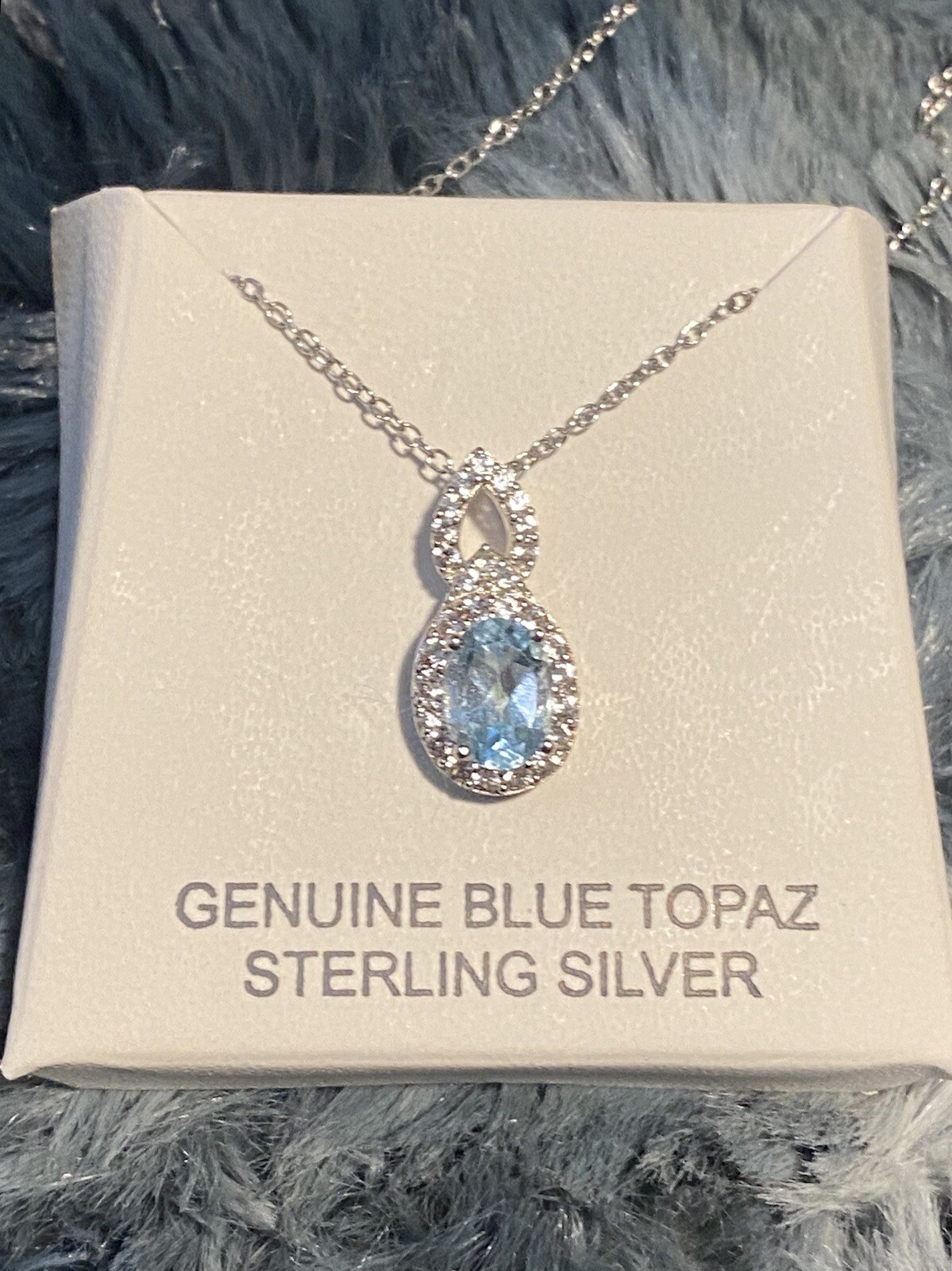 Yes, Please!-Womens Lab Created Blue Topaz Sterling Silver Oval Pendant-NEW!!