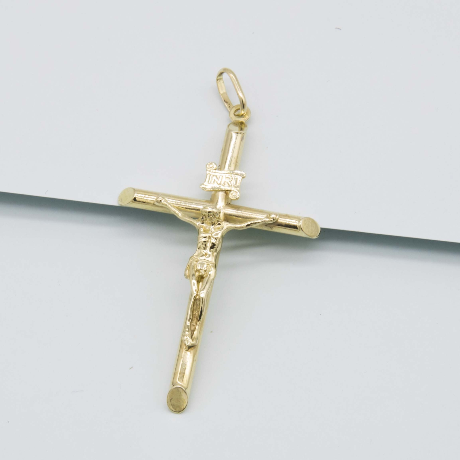 INRI Jesus Crocifix Cross Pendant Real 10K Yellow Gold All Sizes