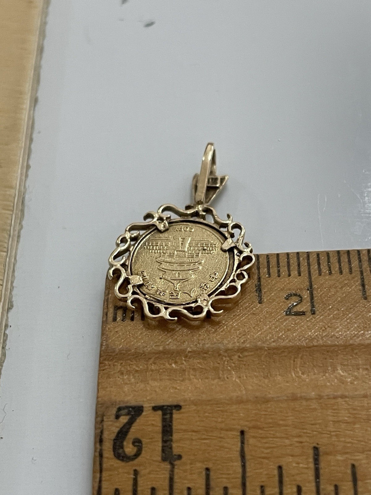 Solid 10K Yellow Gold Panda Copy Coin Pendant