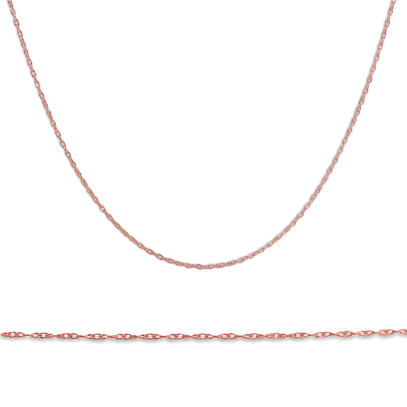Solid 1.1MM 14k Rose Gold 18″ Durable Chain With Spring Ring