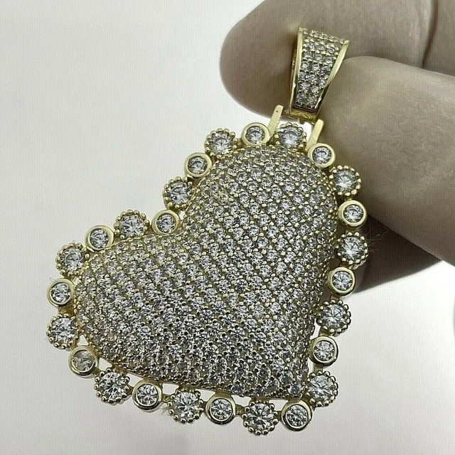 2Ct Lab Created Diamond Round Heart Men’s Charm Pendant 14K Yellow Gold Plated