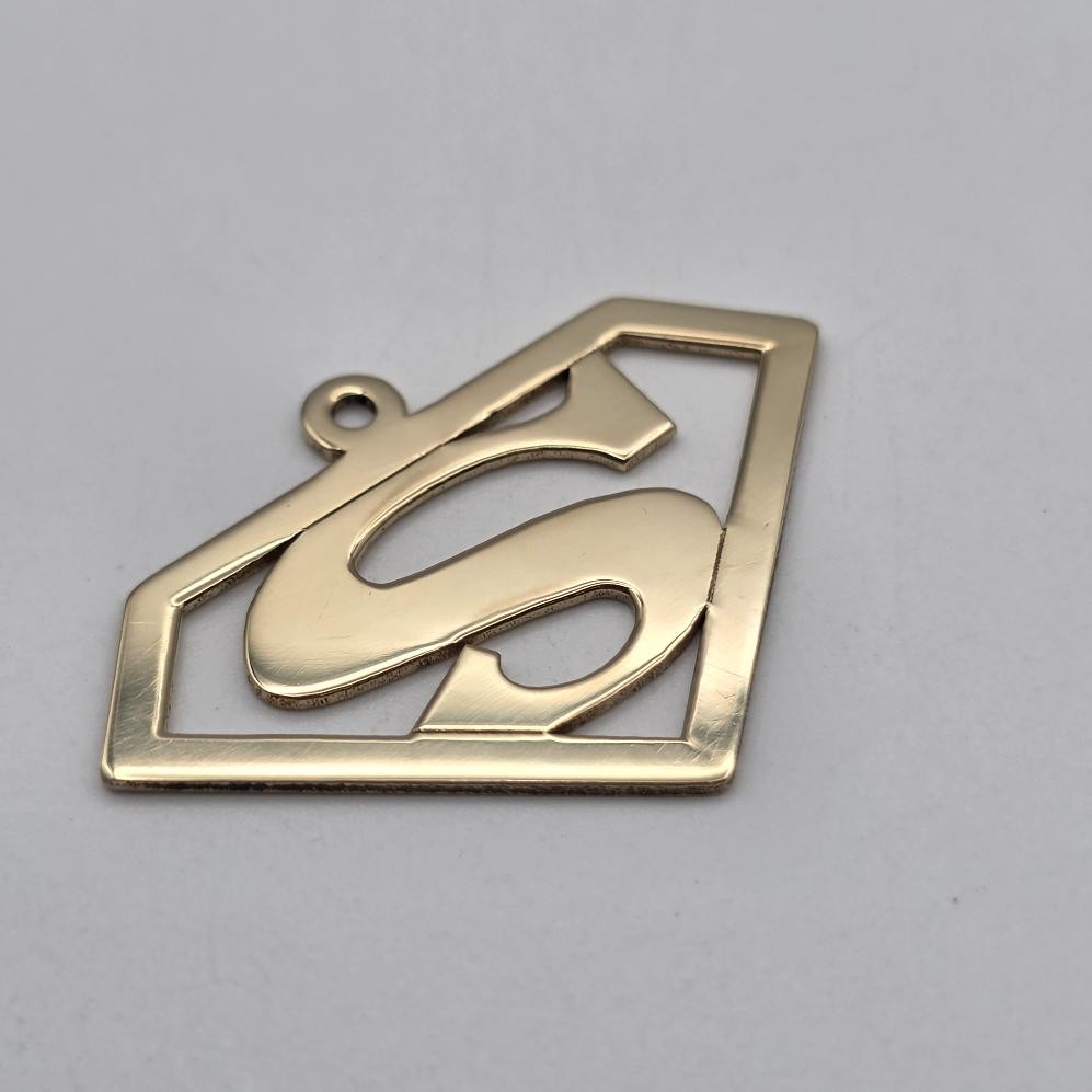 10K Yellow Gold Flat Polished Superman S Shield Logo Symbol Pendant/Charm *READ*