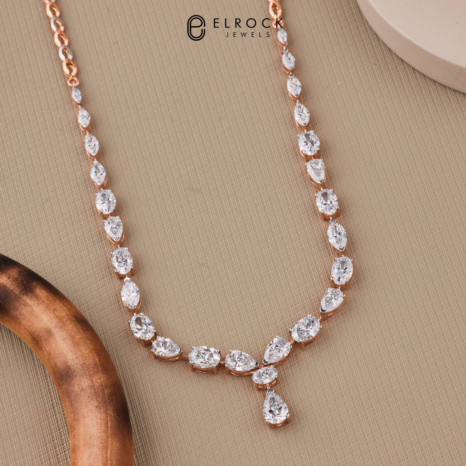 16.63 Ctw Lab-Created Multi-Shaped Diamond Tennis Women’s Necklace 14K Rose Gold