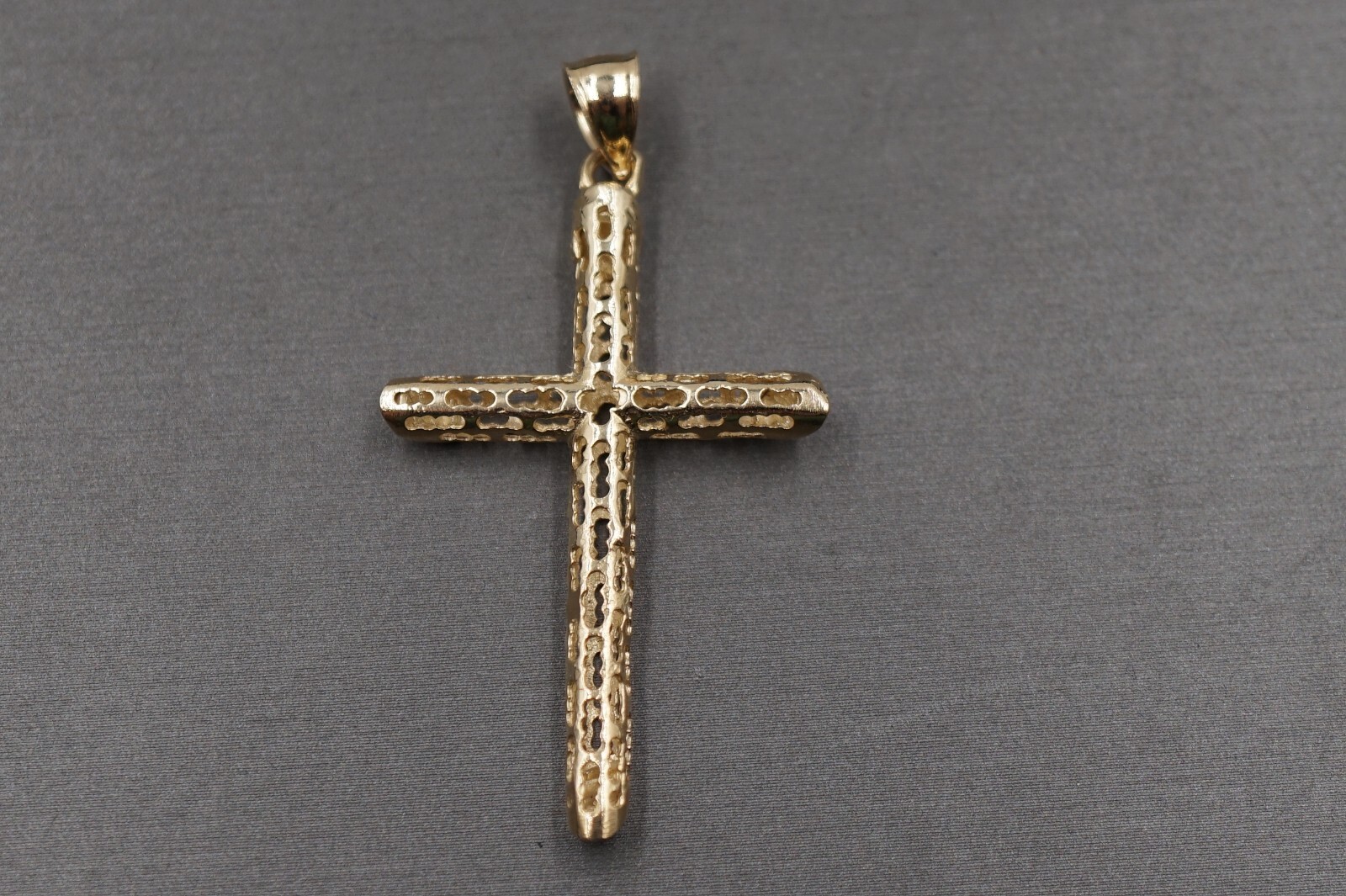10K Yellow Gold Hollow Tube Crucifix Cross Charm Pendant. 3 Sizes Men Women Kid