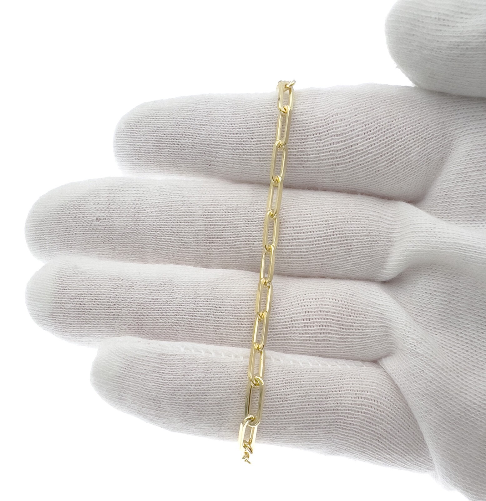 Paper Clip Chain Necklace 3mm 925 Sterling Silver Gold Plated