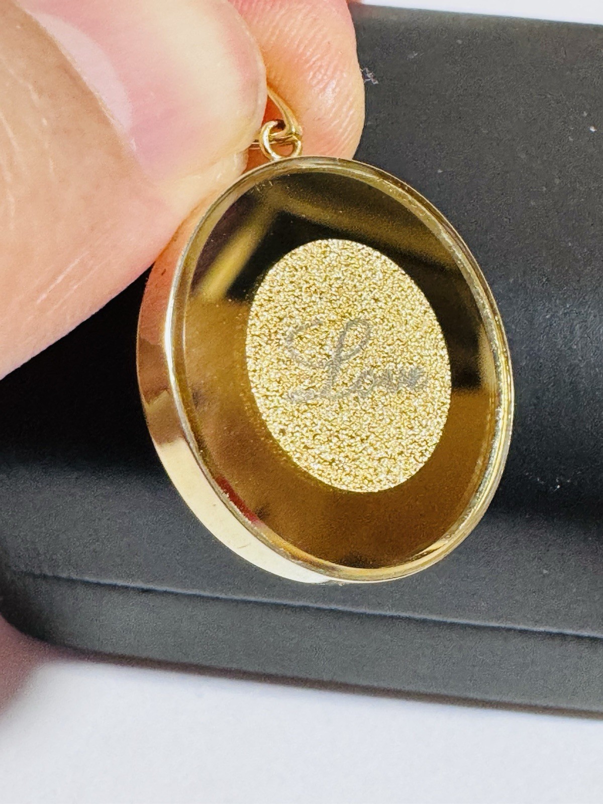 18K K18 Japan Gold Pendant Green Love & Gold 6.8g Glass on Top MENS-WOMENS