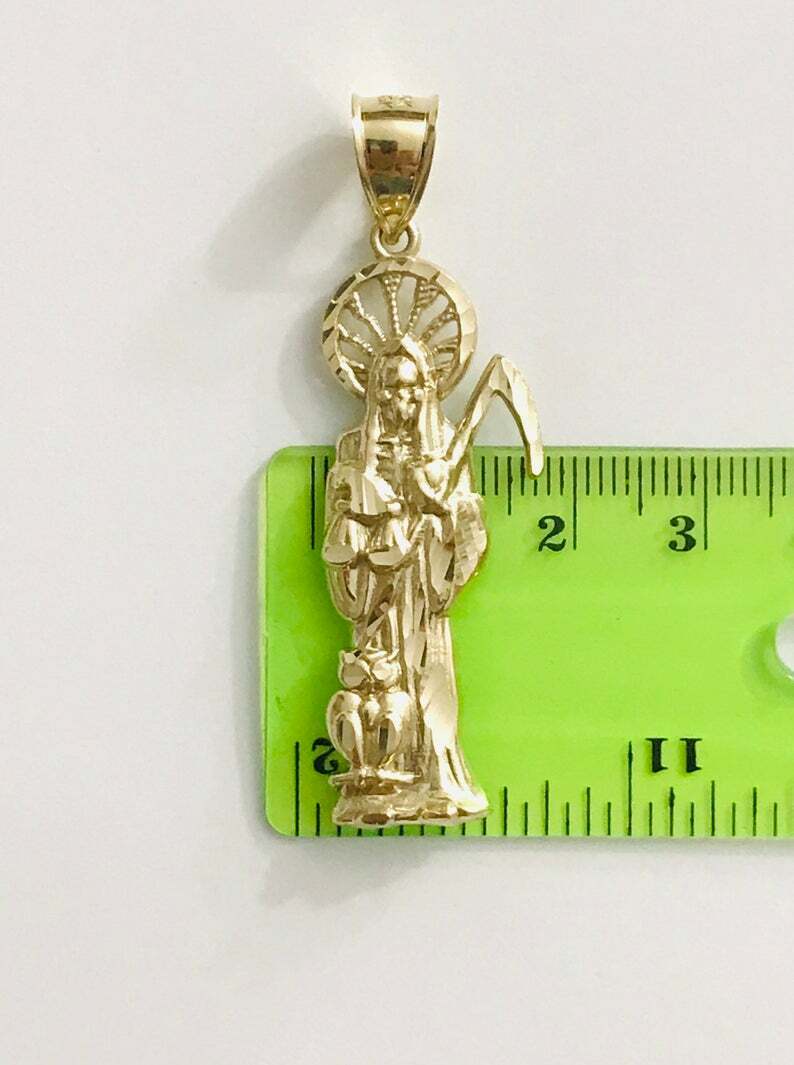 10K SOLID GOLD GRIM REAPER PENDANT- 55mm / 2.1 inches GOLD SANTA MUERTE – GP32