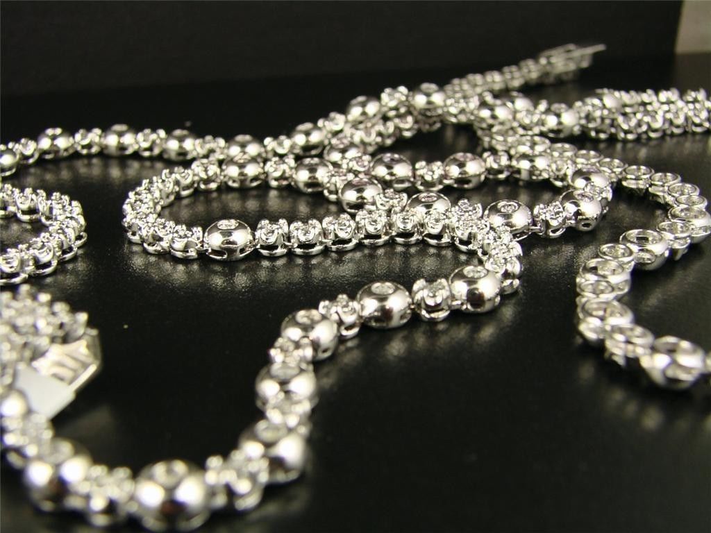 Men’s Rosary Chain and Cross in Natural Diamonds 3.50 CT 34 Inches