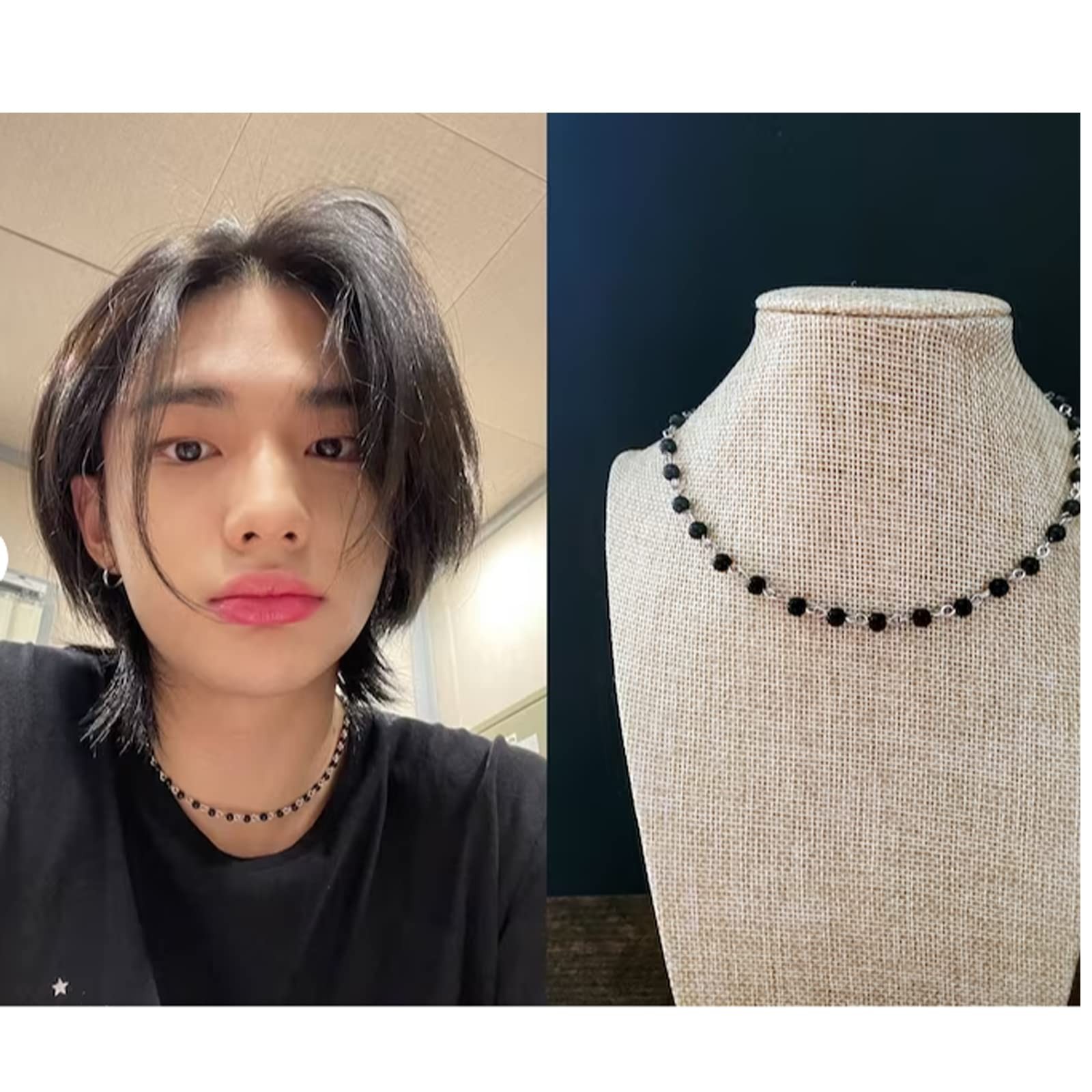 KPOP Necklace Inspired Beads Beaded Necklace Choker Kpop Style Cosplay Stainless