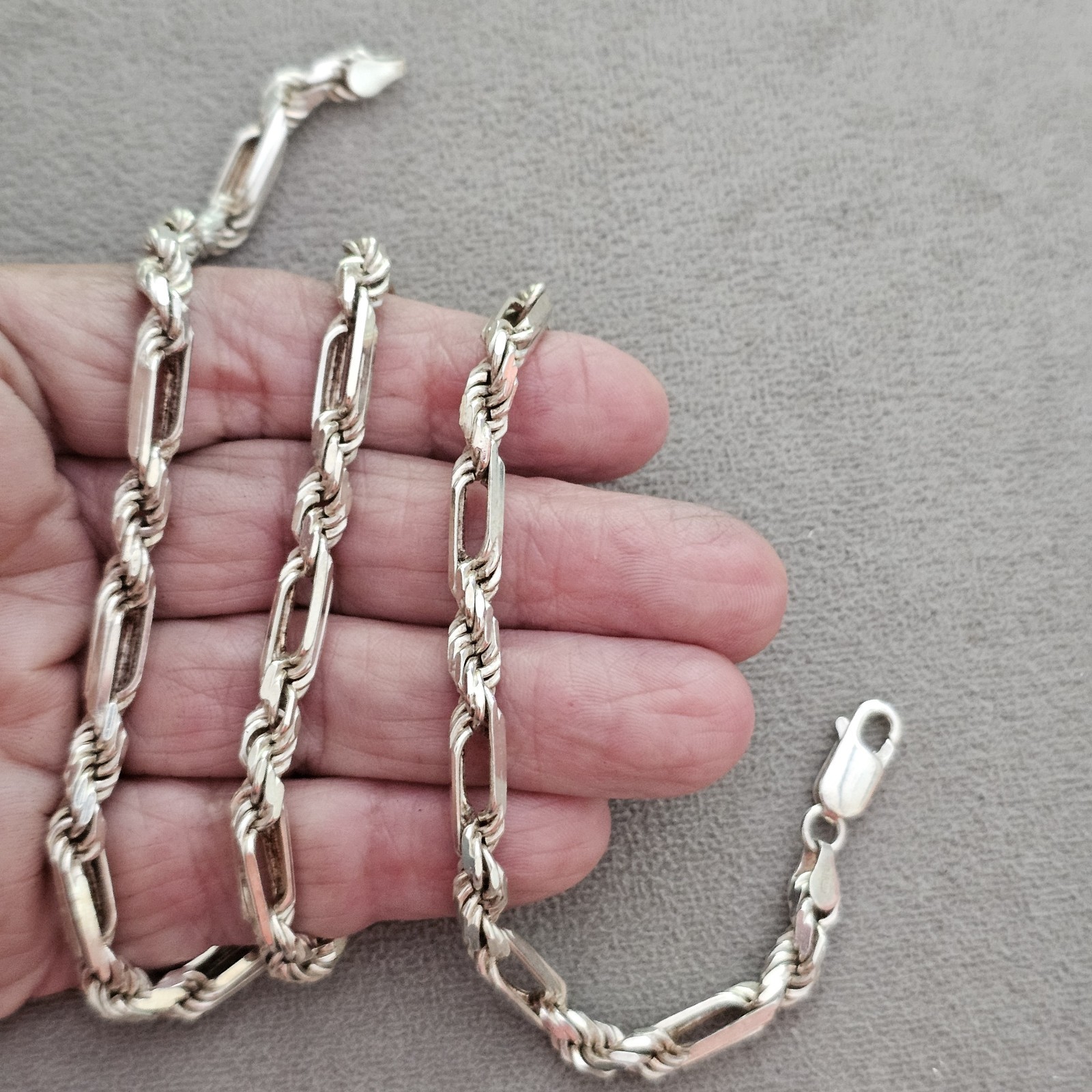 Mens or Ladies Figaro Chain Necklace Solid Sterling New 20 inch
