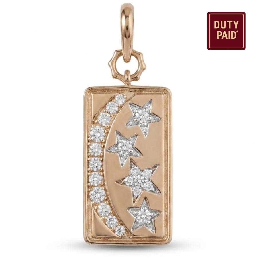 0.41 ct Natural Diamond Celestial Moon Star Pendant 14K Gold Solid Gold Pendant
