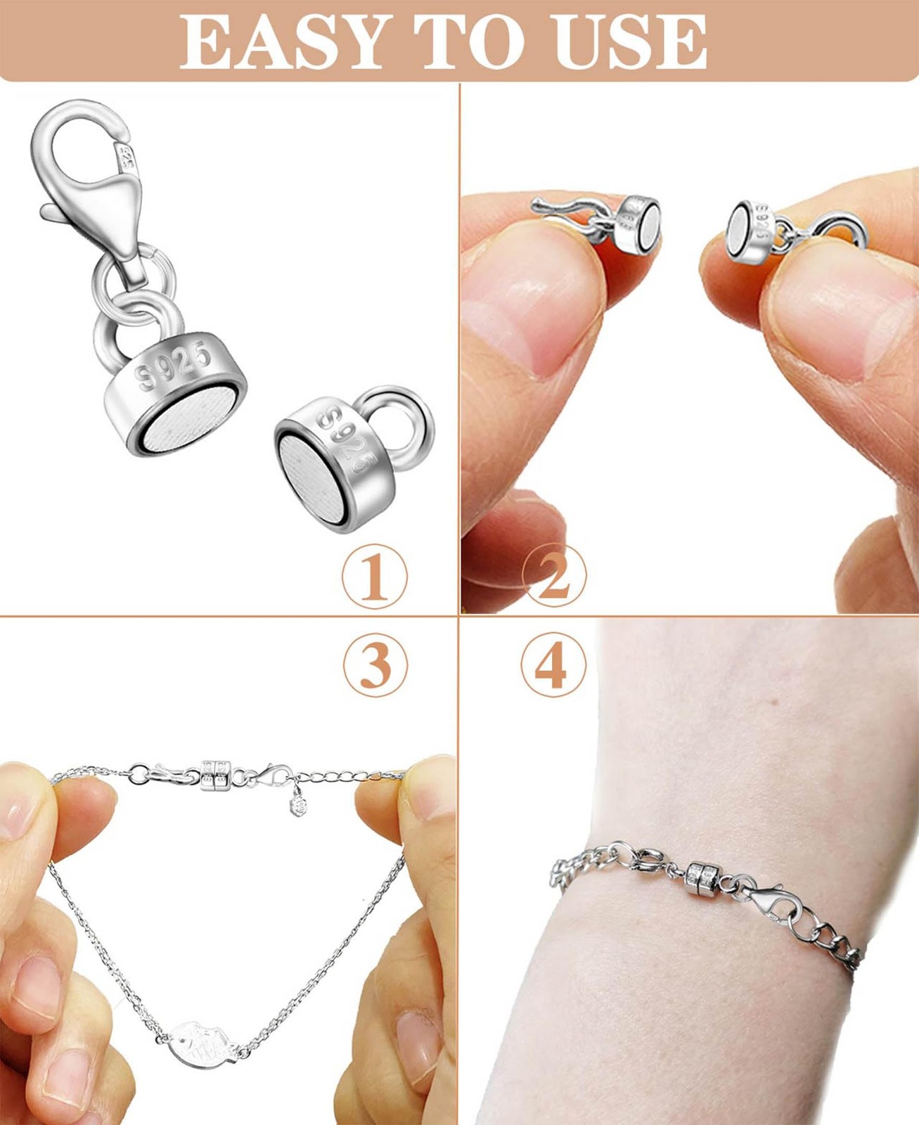 925 Sterling Silver Lobster Clasp Necklace with 14K Gold Converters