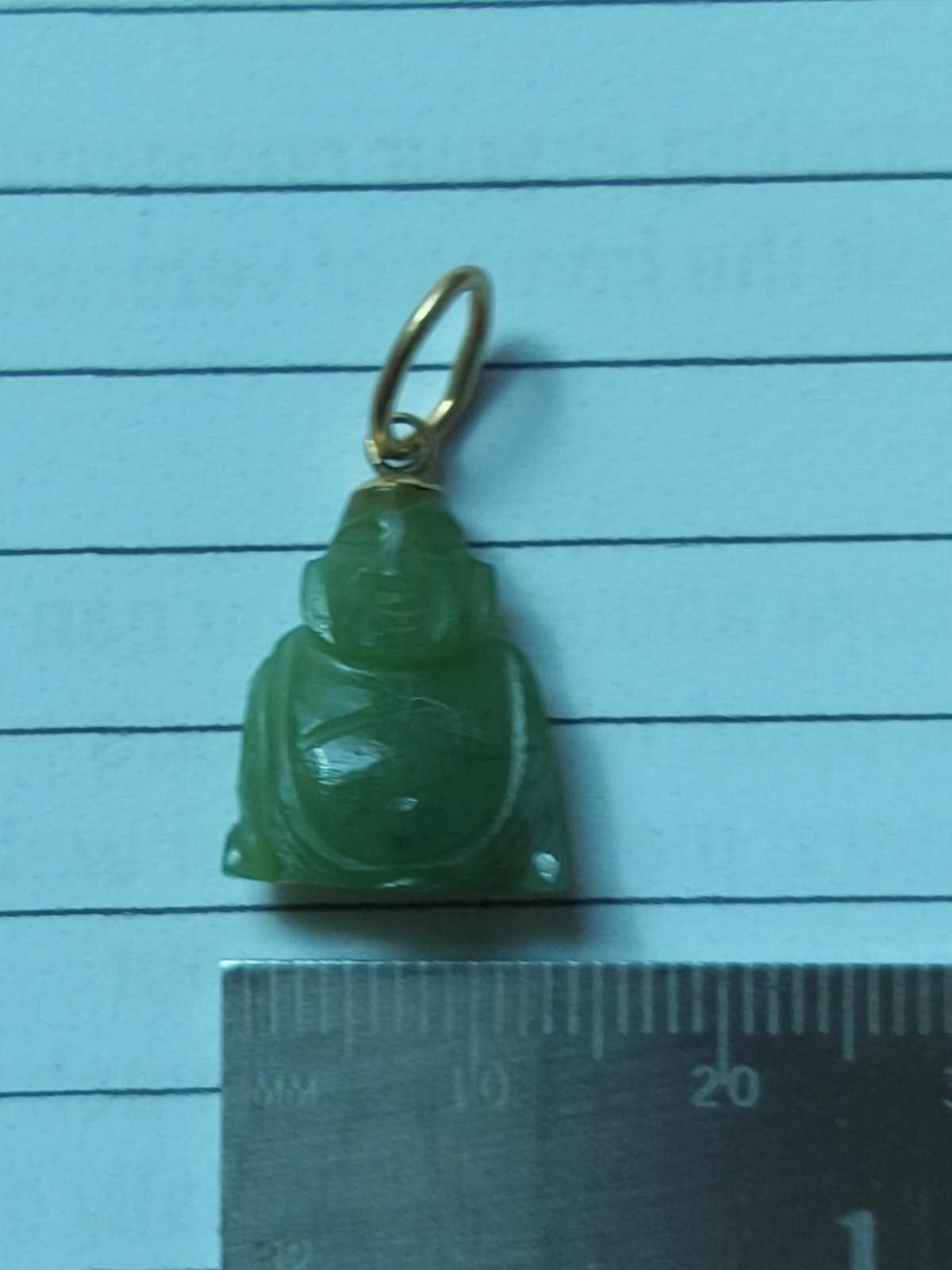 1″ LIGHT GREEN JADE/JADEITE BUDDHA PENDANT w/GOLD BAIL VERY RARE BUY IT NOW $189
