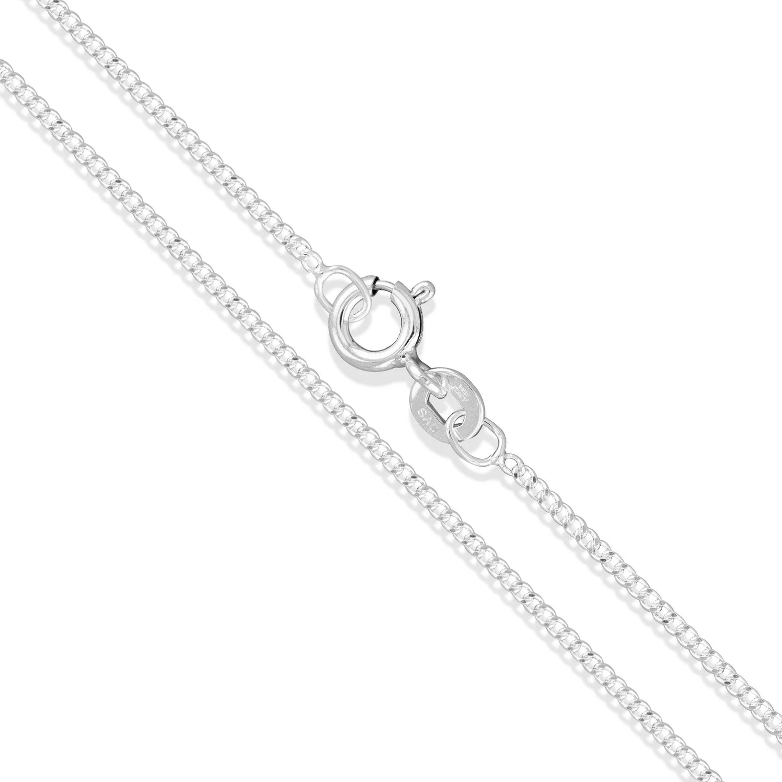 18″ 925 Sterling Silver Italian Curb Link Necklace Chain 1.2mm Solid Silver NEW