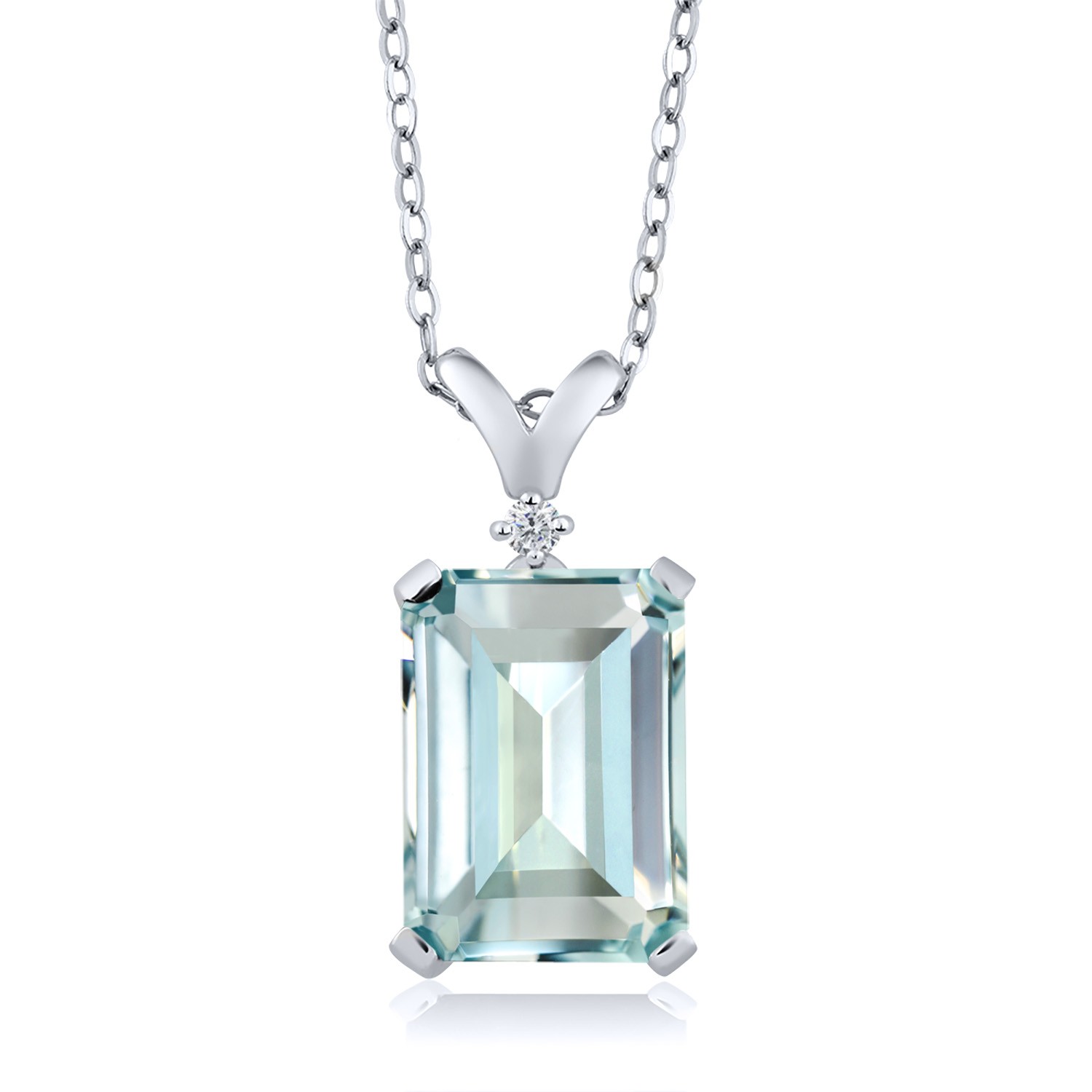 6.66 Ct Sky Blue Simulated Aquamarine White Diamond 925 Sterling Silver Pendant