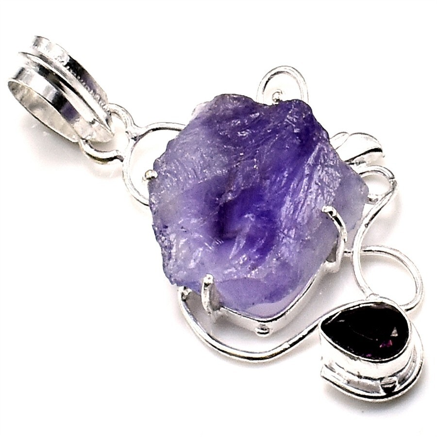 Purple Amethyst Gemstone Handmade 925 Sterling Silver Jewelry Pendant Size 2.25″