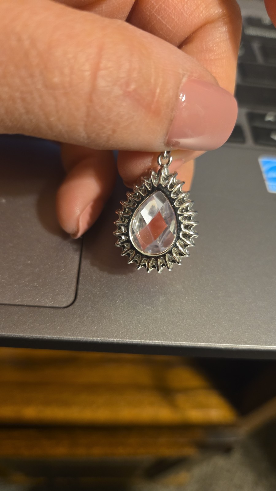 Beautiful Sterling Silver Crystal Pendant , excellent condition, marked 925