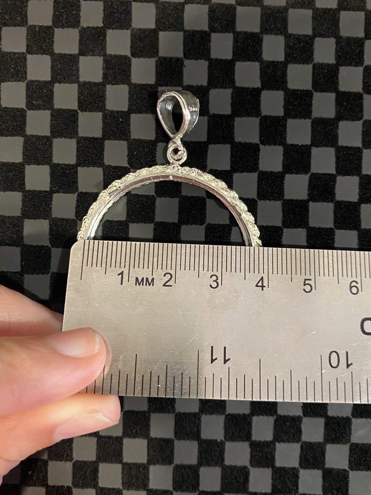 STERLING SILVER 925 BEZEL Rope & Diamond Cut Pendant Does Not Include CENTENARIO
