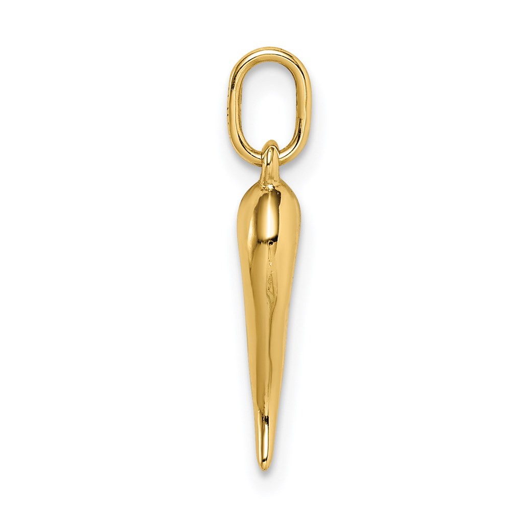 14k Yellow Gold Hollow Italian Horn Pendant Gift for Mother