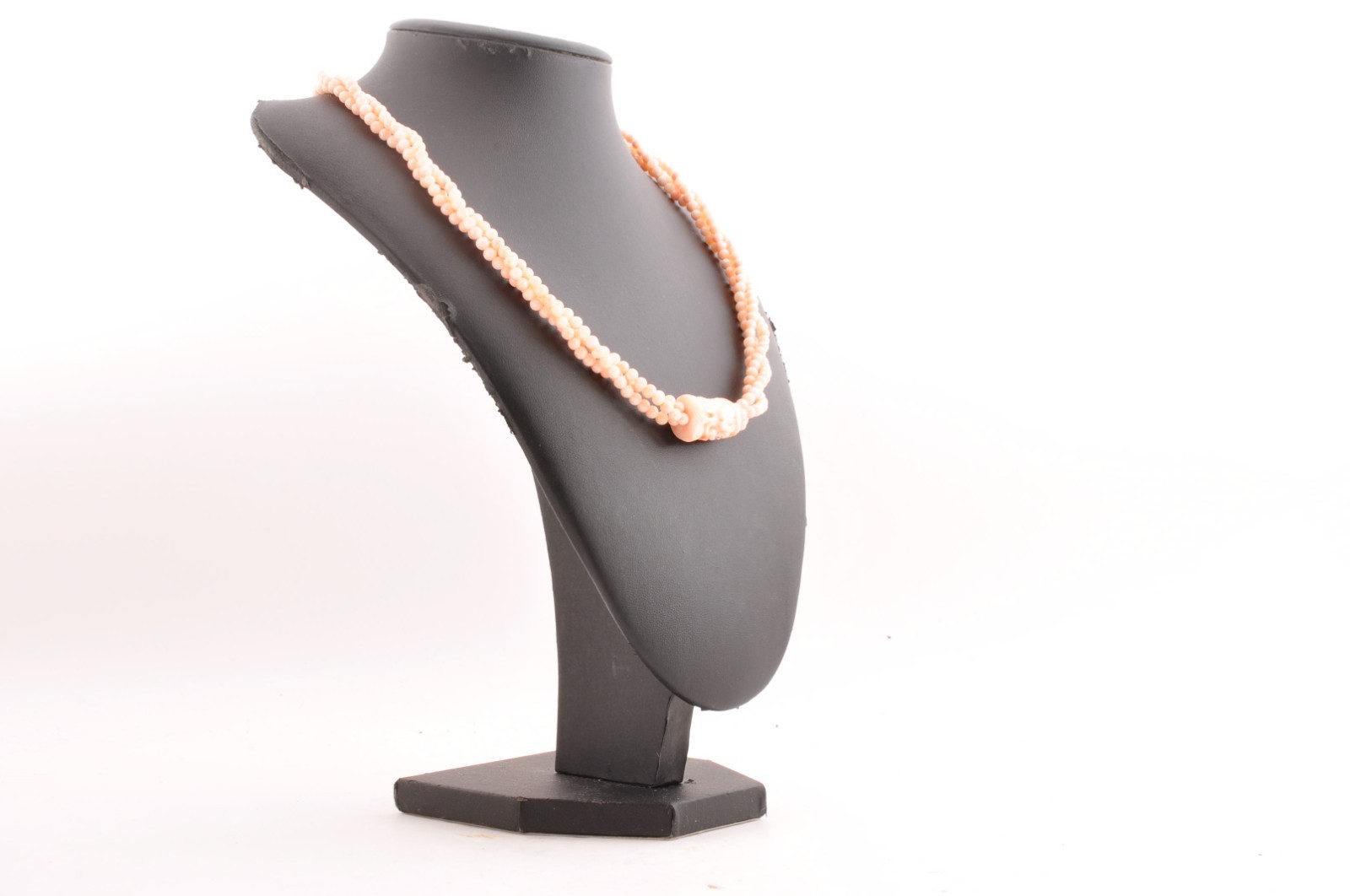 14k gold clasp pink coral necklace carved “cherry blossoms” Certification box.