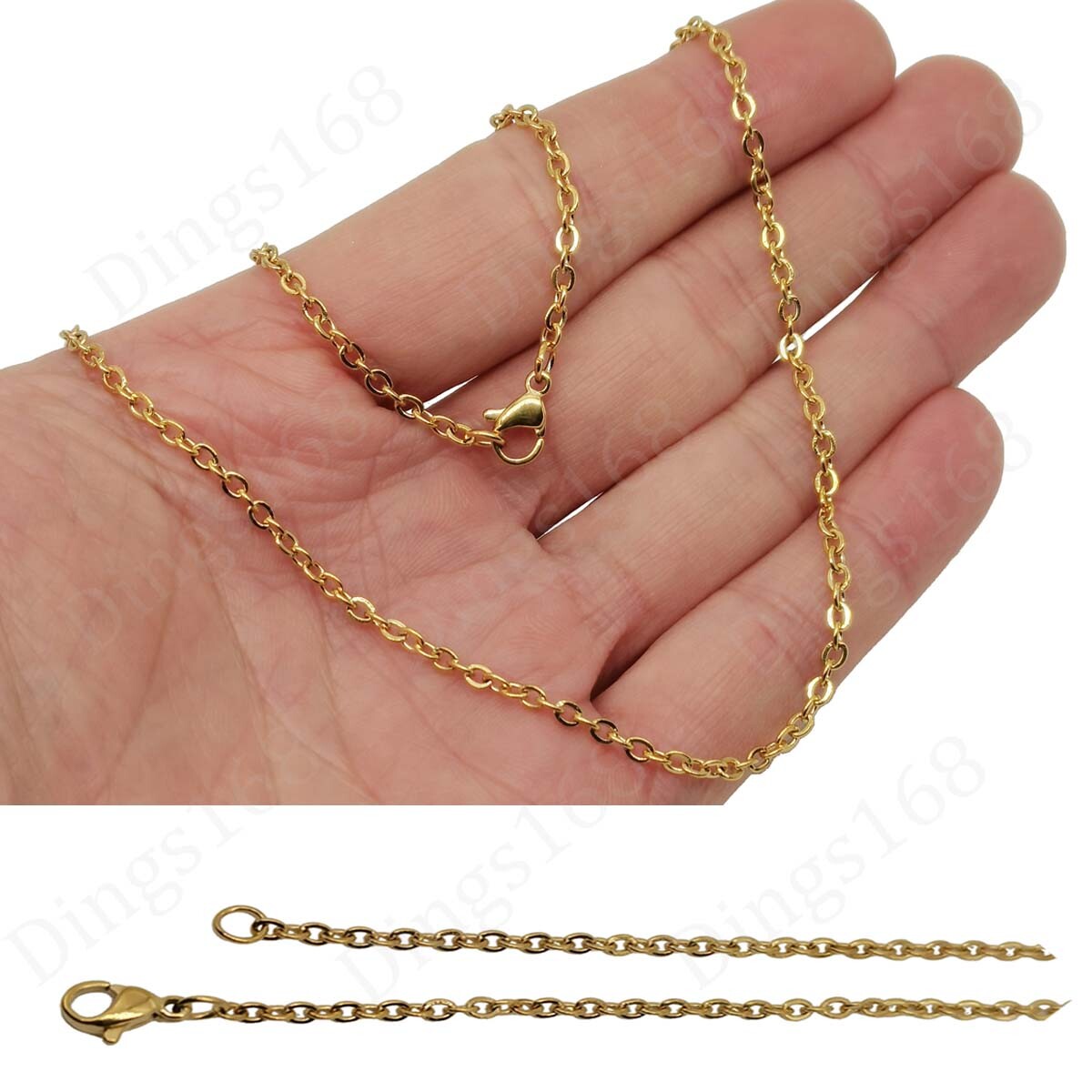 18K Yellow Gold Filled Tarnish-Resistant 16~24″ 2.4mm Cable Chain Necklace X146G