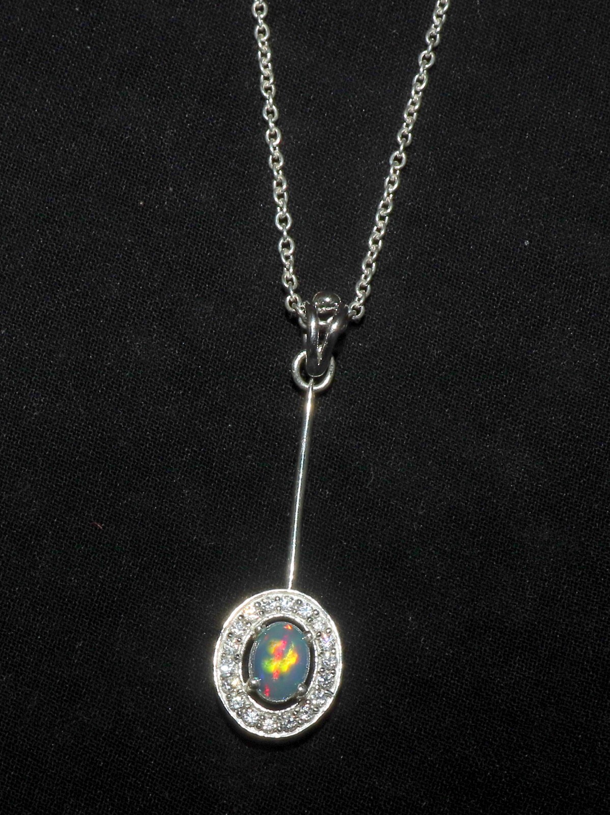 Natural Ethiopian opal pendant with sterling silver valentine gift for her 40 mm