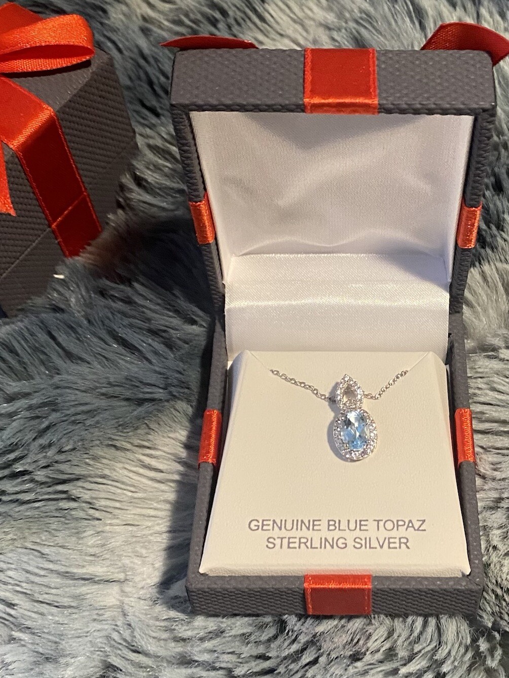 Yes, Please!-Womens Lab Created Blue Topaz Sterling Silver Oval Pendant-NEW!!