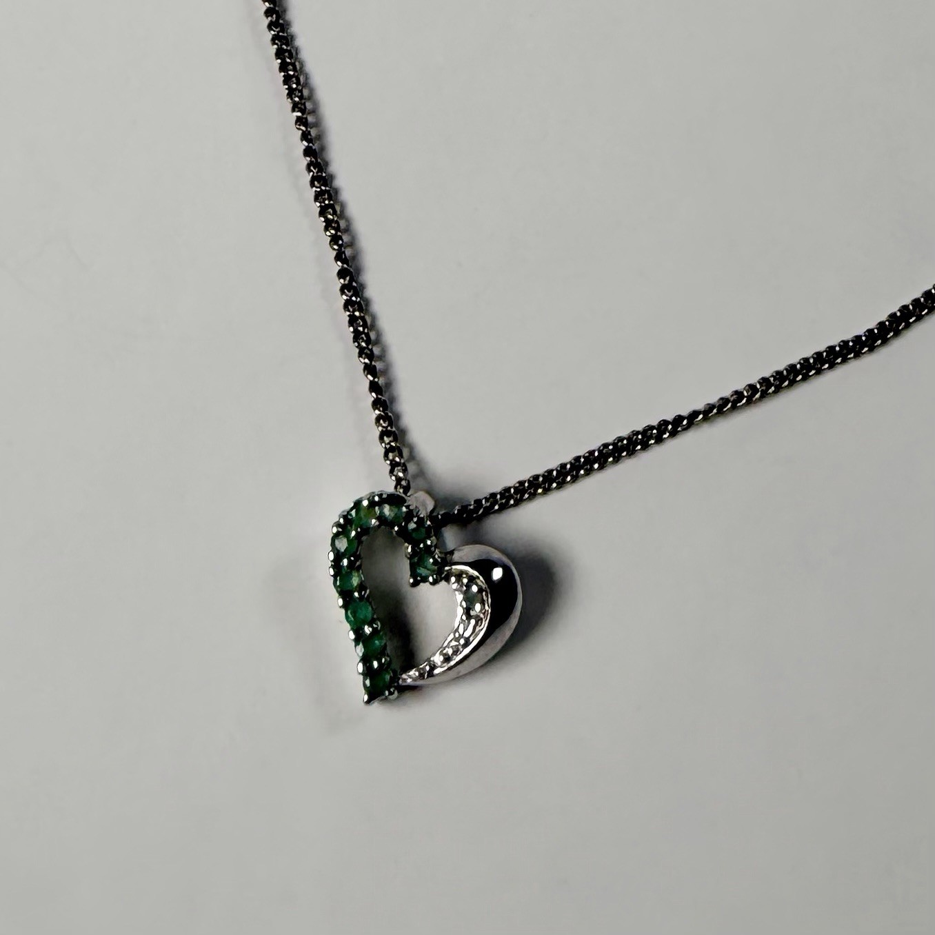 James Avery 925 Silver Chain W/ Unbranded Emerald Accent Heart Pendant Necklace