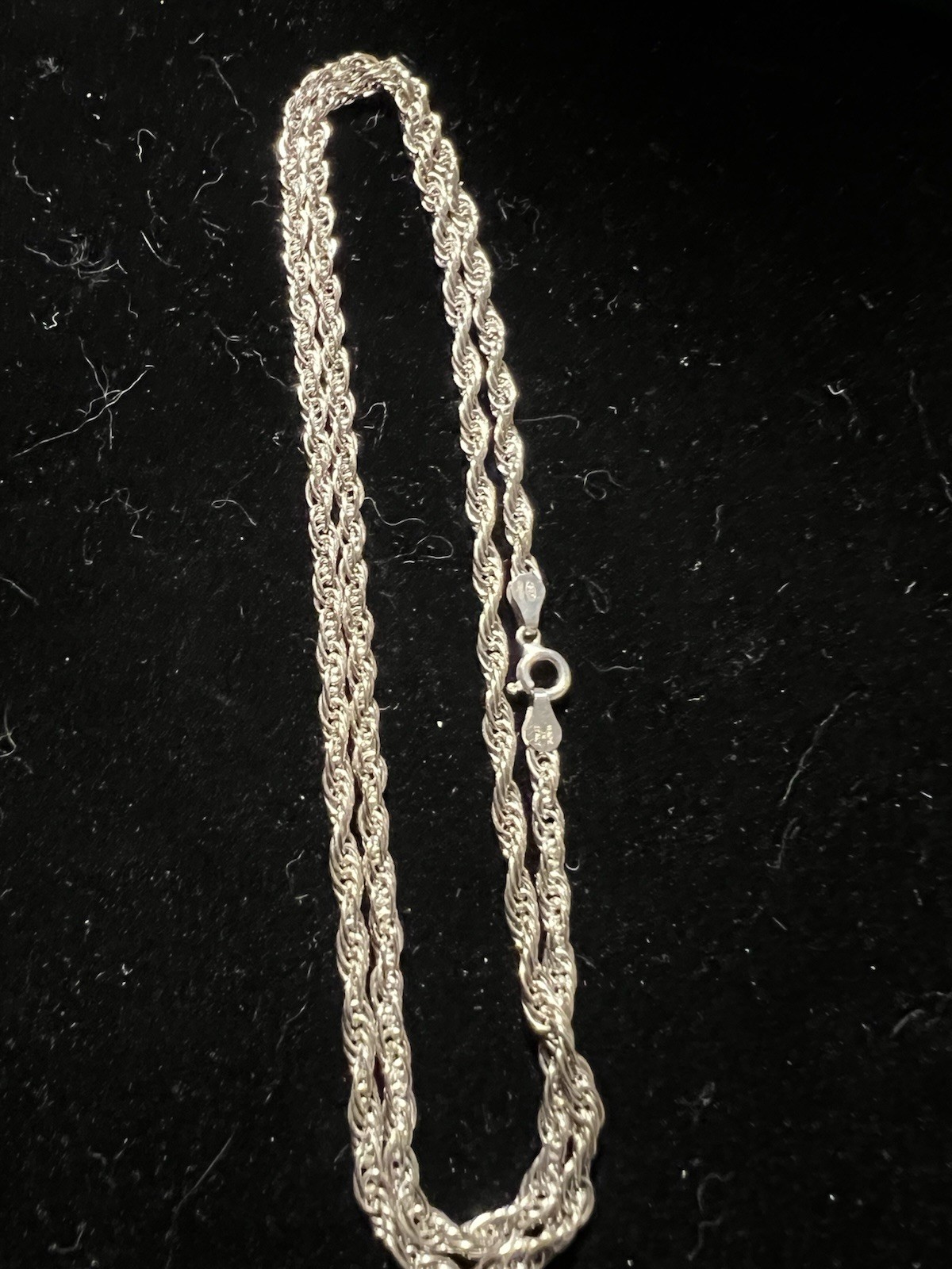 24” 925 3mm Sterling Loose Rope Chain. Italy. Very Good Condition.