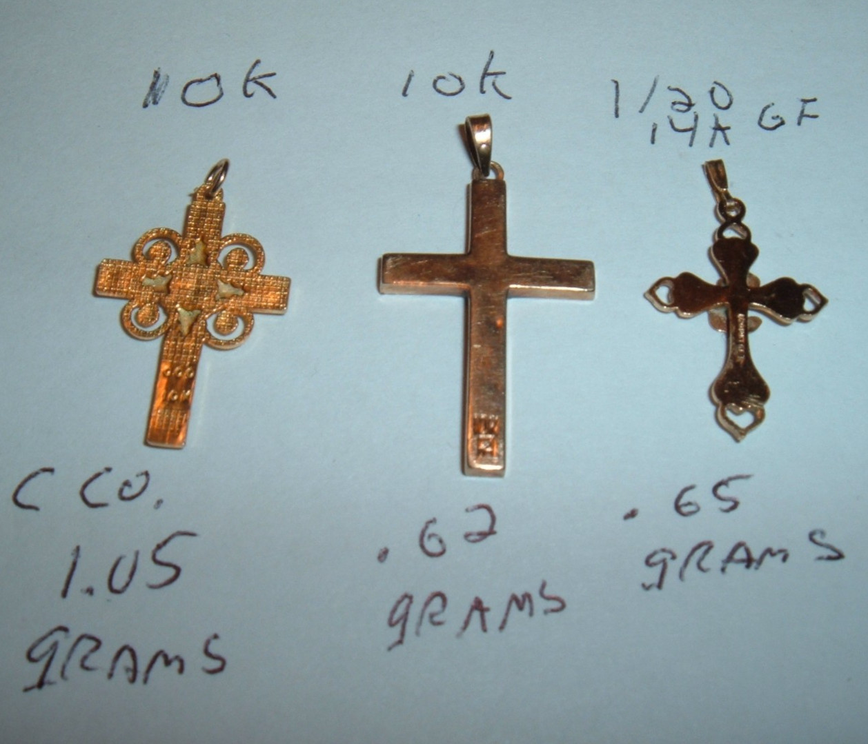 3 ITEMS TOTAL , Black Hills Gold Solid 10K Gold Cross & 14K GF Pendants AS SHOWN