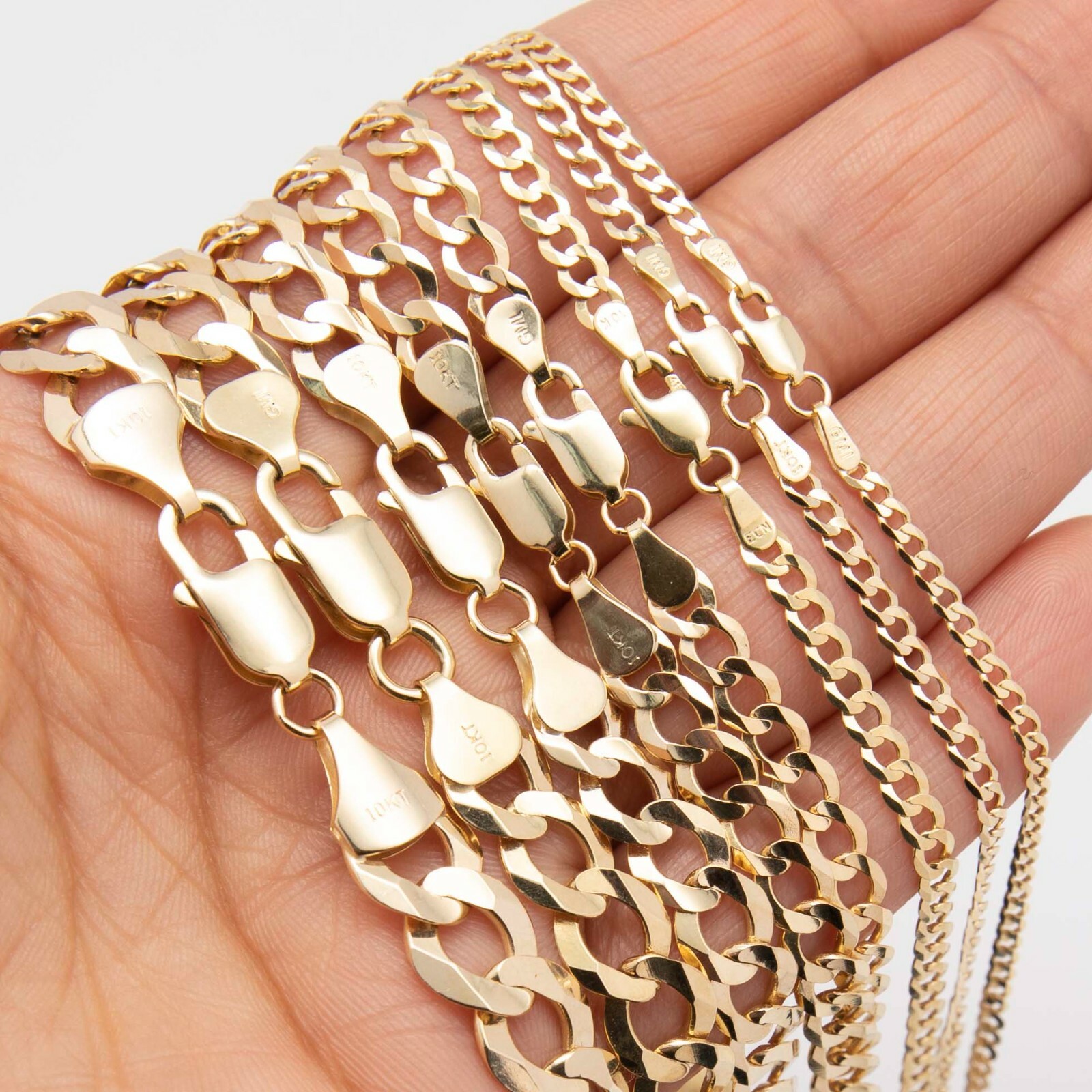 Solid 10K Yellow Gold Miami Curb Link Chain Necklace Real 10K All Sizes