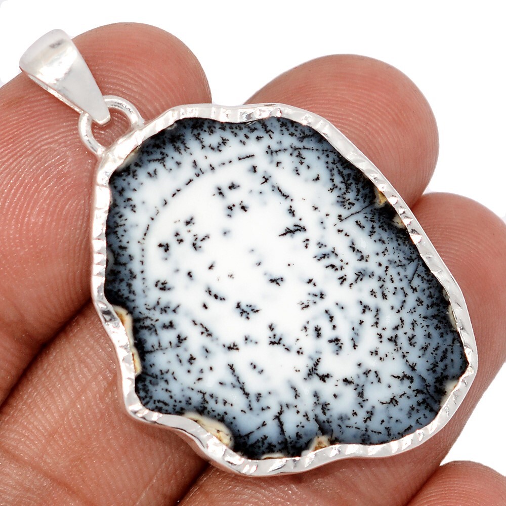 Natural Merlinite Dendritic Opal – Turkey 925 Silver Pendants Jewelry CP72757