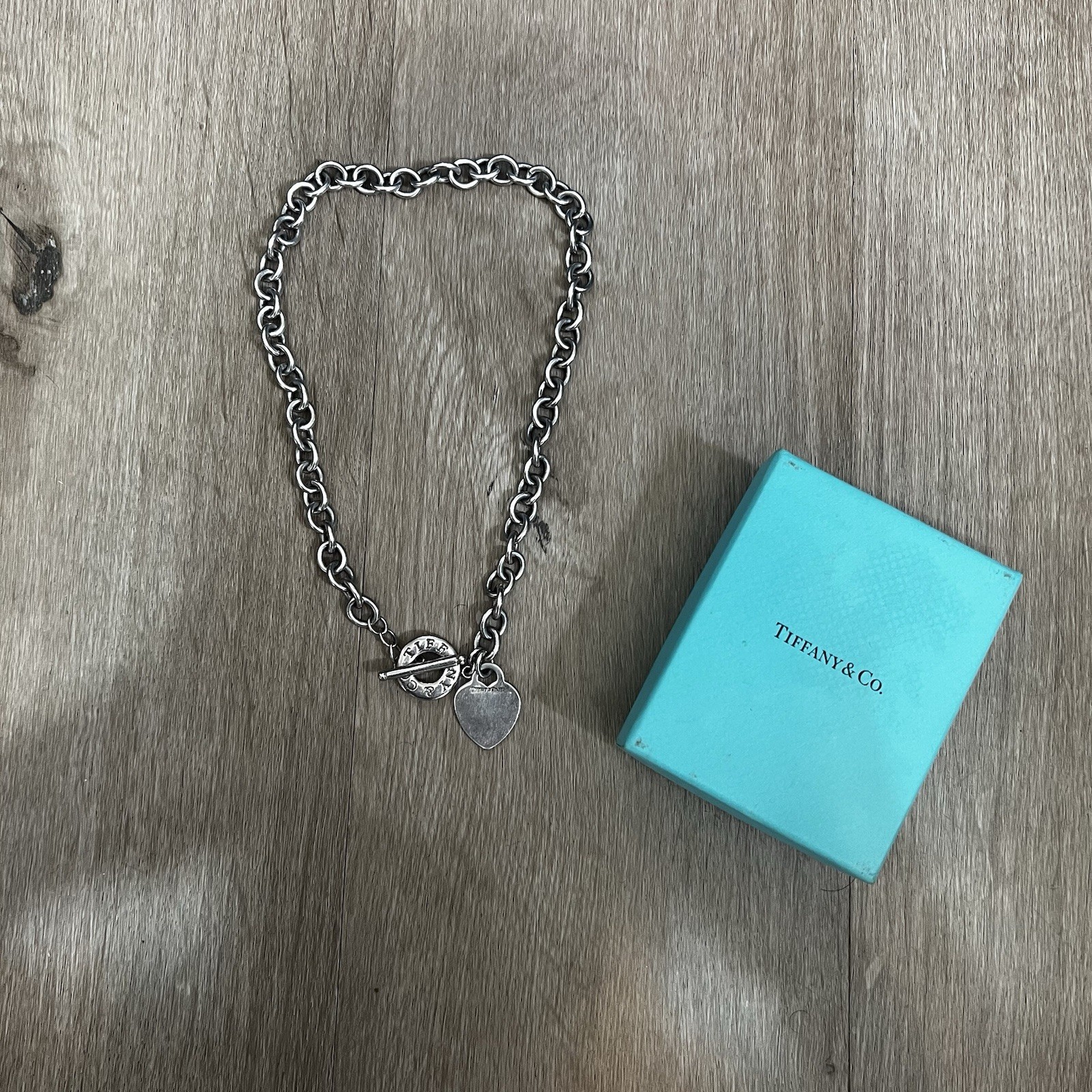 Tiffany & Co. Return to Tiffany Sterling Silver Heart Tag Rolo Toggle Necklace