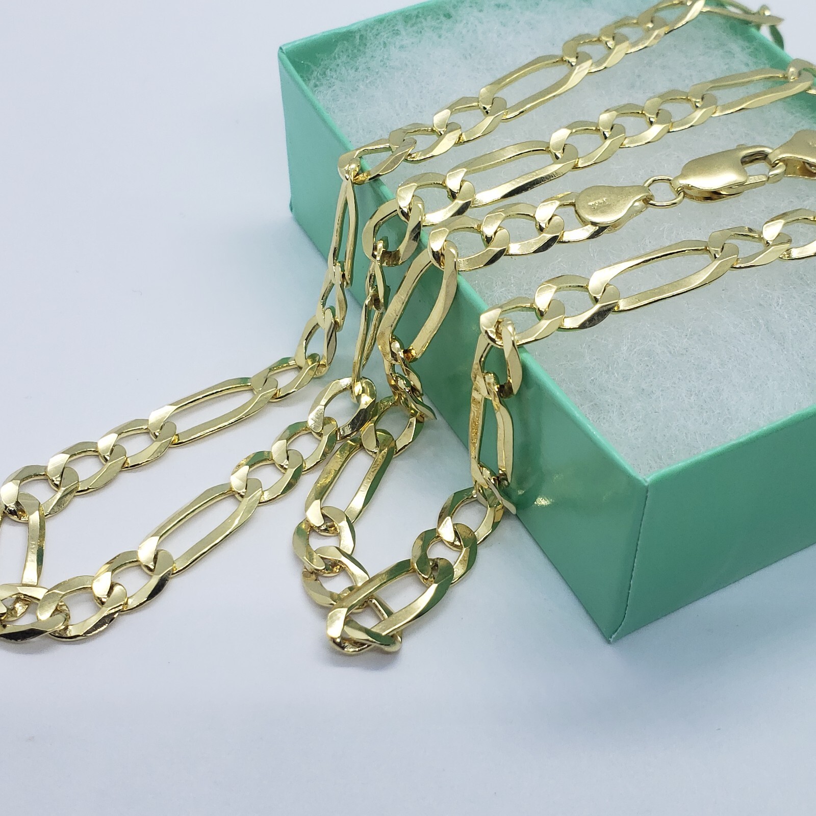 Authentic 14K Solid Gold Figaro Link Chain Men Women 7mm~8.5mm Necklace 7″~30″