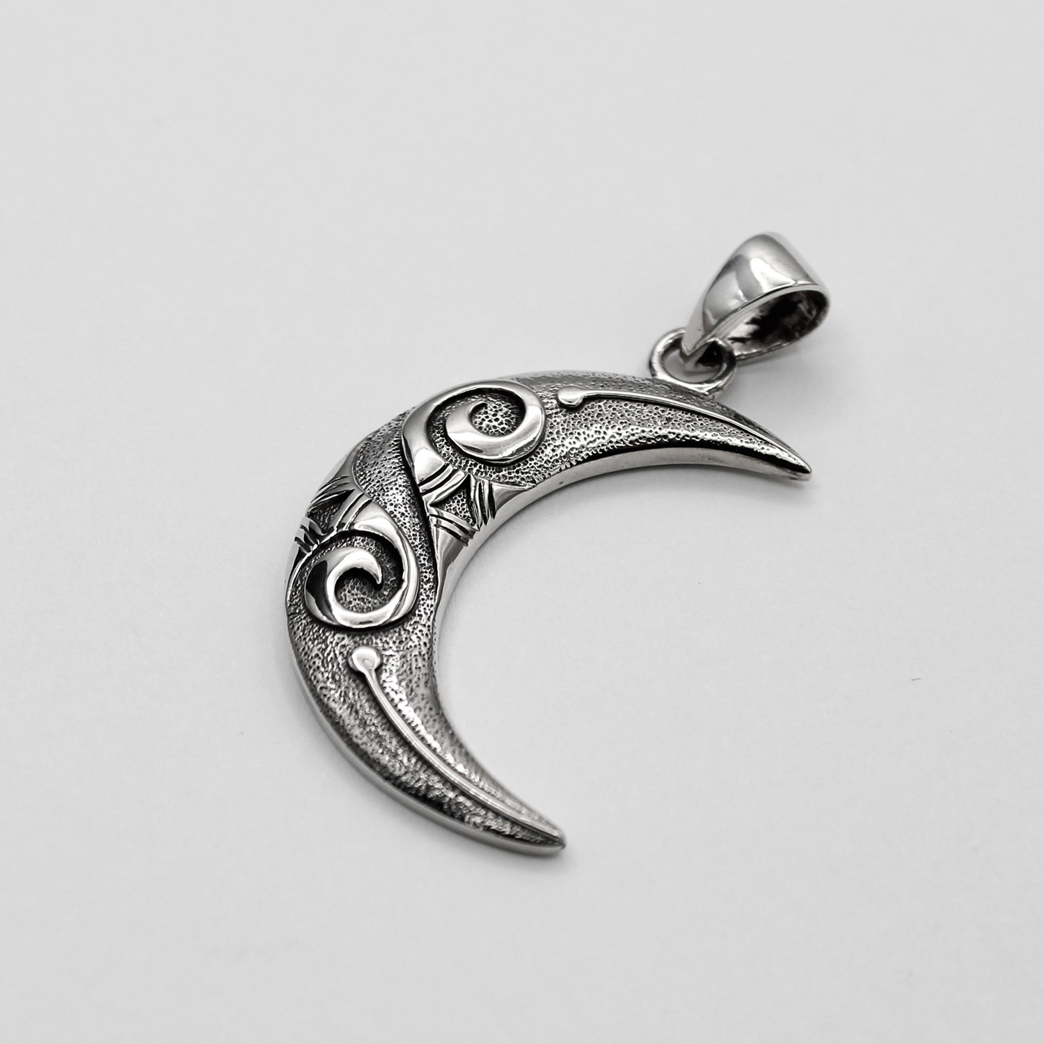 Large Celtic Knot Sterling Silver Crescent Moon Lunar Pendant Jewelry
