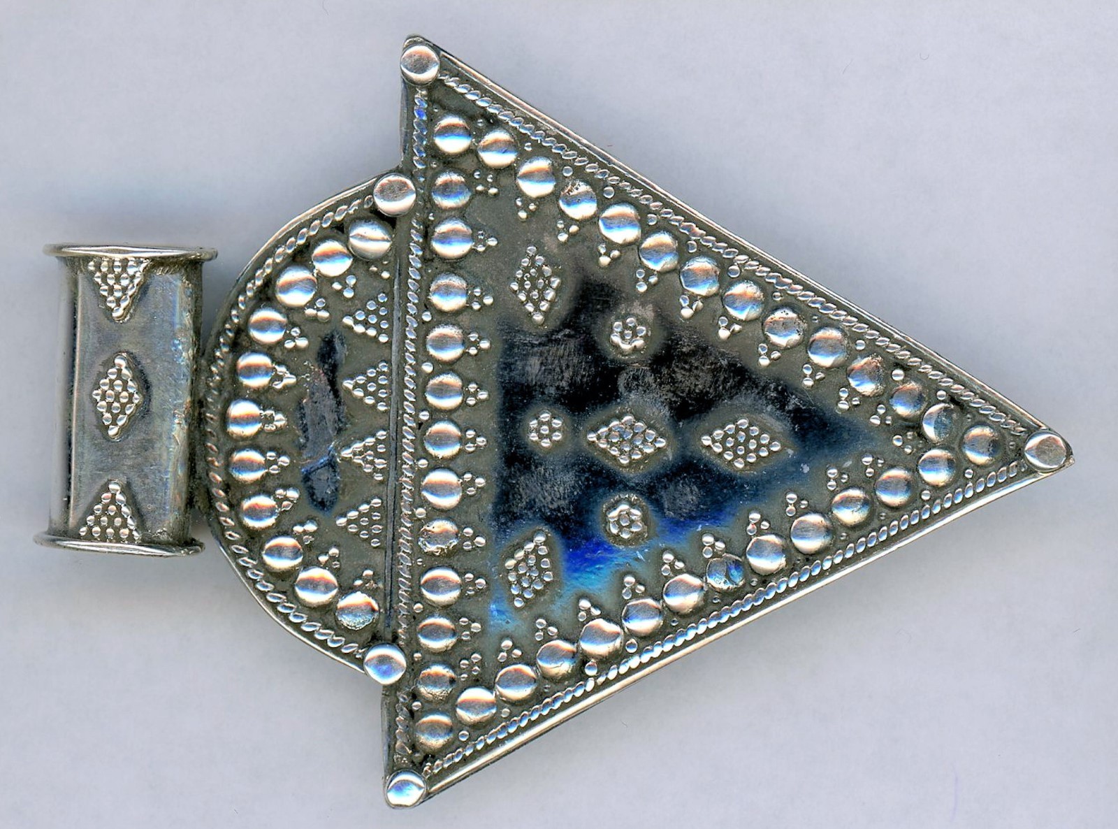 Silver Tag Pendant, Stamp silver in triangular pattern