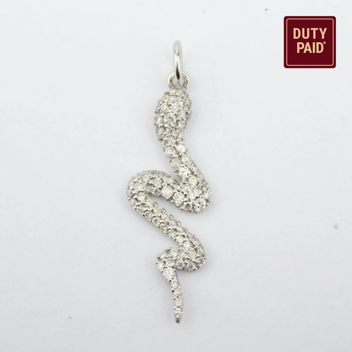 0.35ct Natural Diamond snake charm pendant 14K Gold solid gold pavé Animal