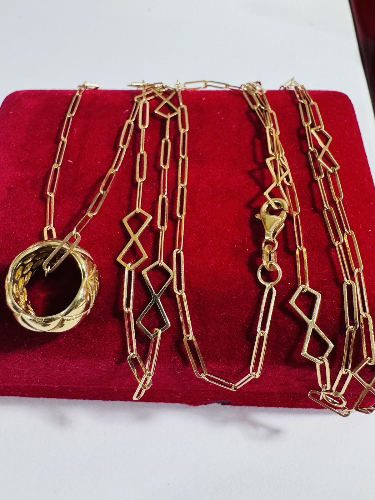 18K Fine Gold Quilted Set Necklace 31” Long adjustable 3/5mm WOMENS 6.6G