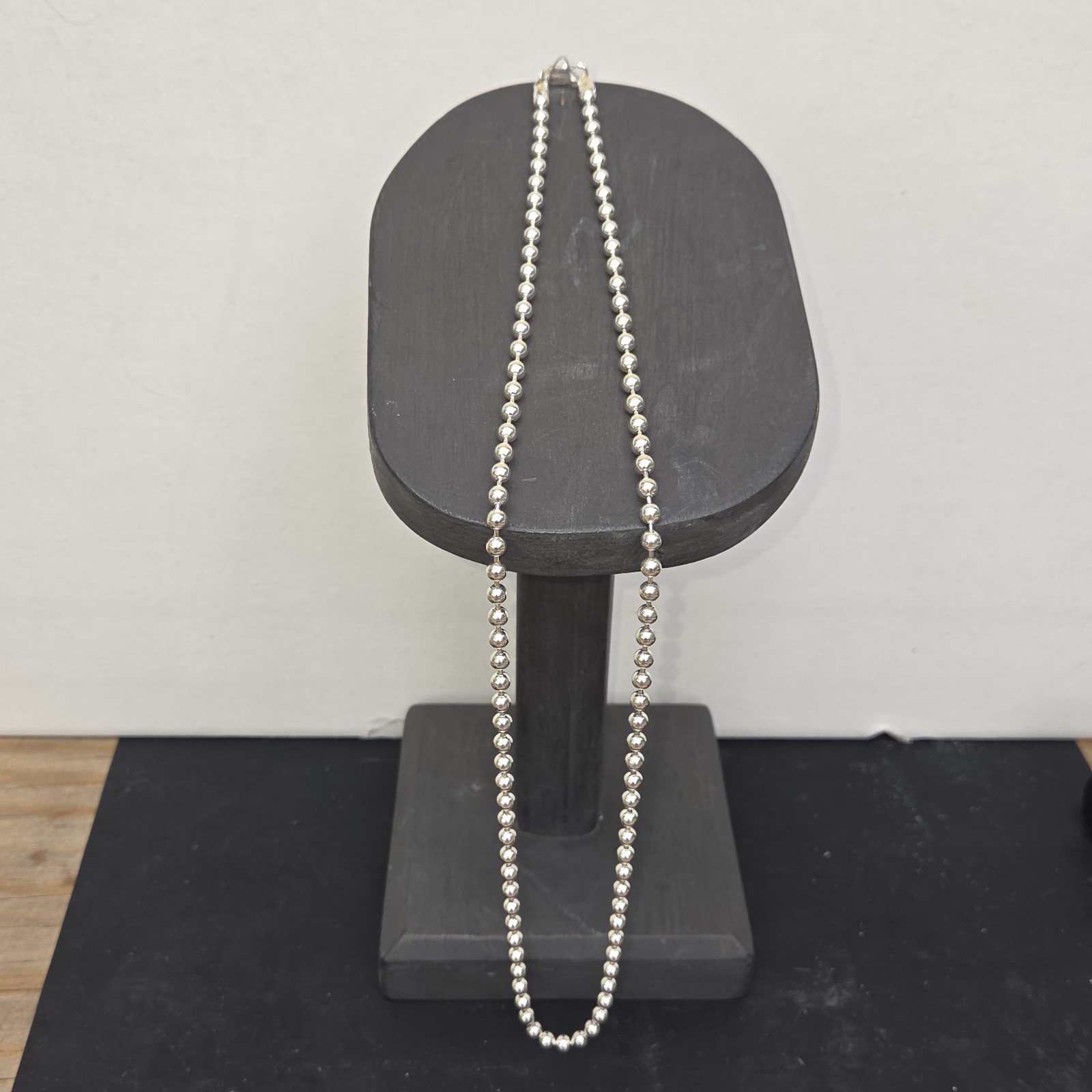 Sterling Silver Milor 3 mm Bead Ball Necklace ~ 28″