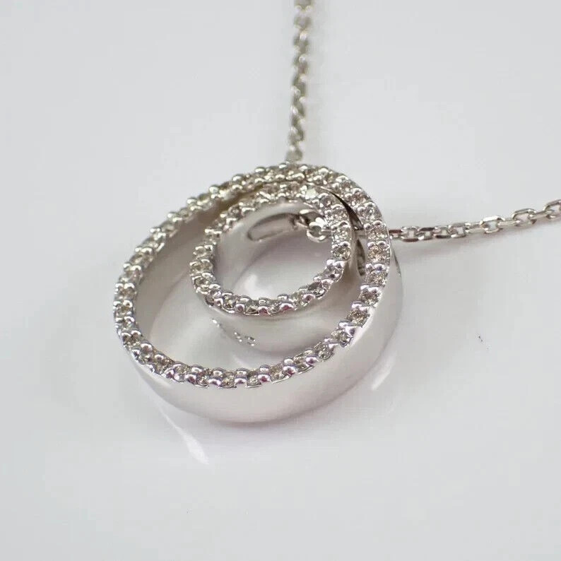 1.50Ctw Round Cut Real Moissanite Double Circle Pendant 14K White Gold Plated