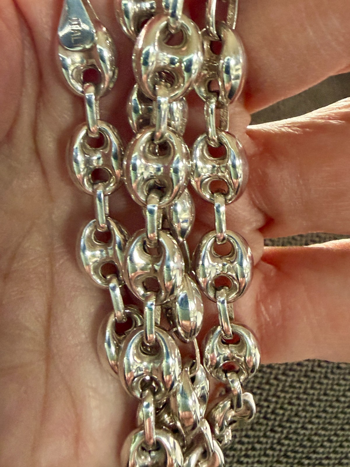 Sterling Silver 925 Puffy Mariner Link Chain Necklace – Lobster Clasp 24.8g