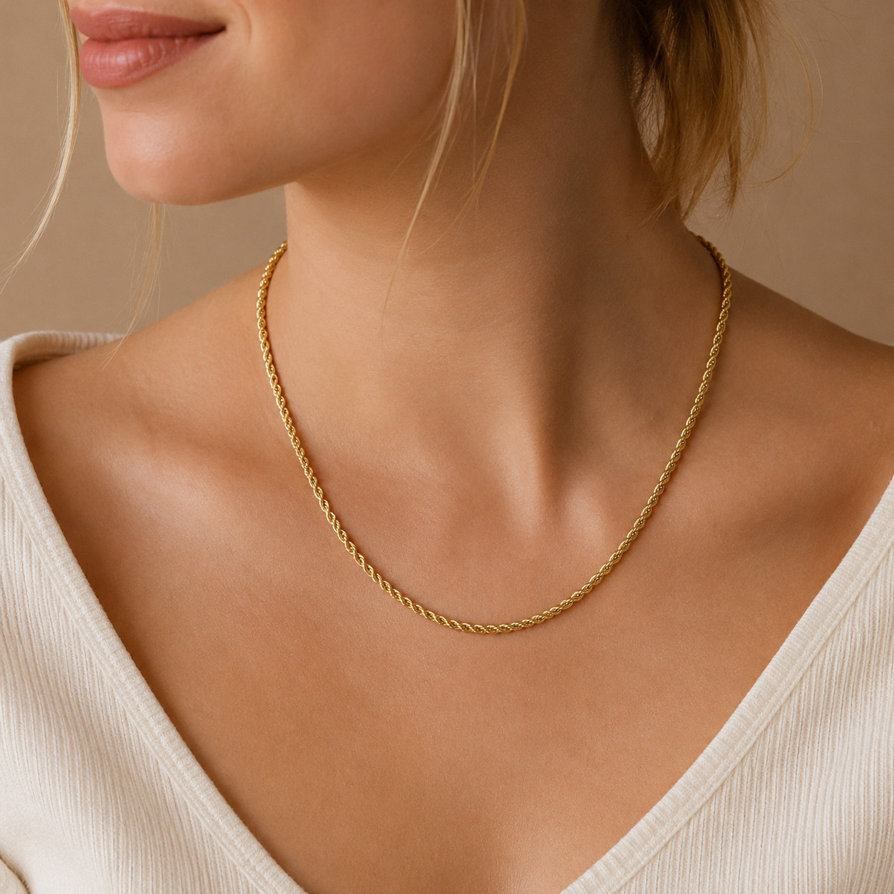 14/20 Gold Filled Reverse Twisted Rope Chain Necklace – 2.1mm