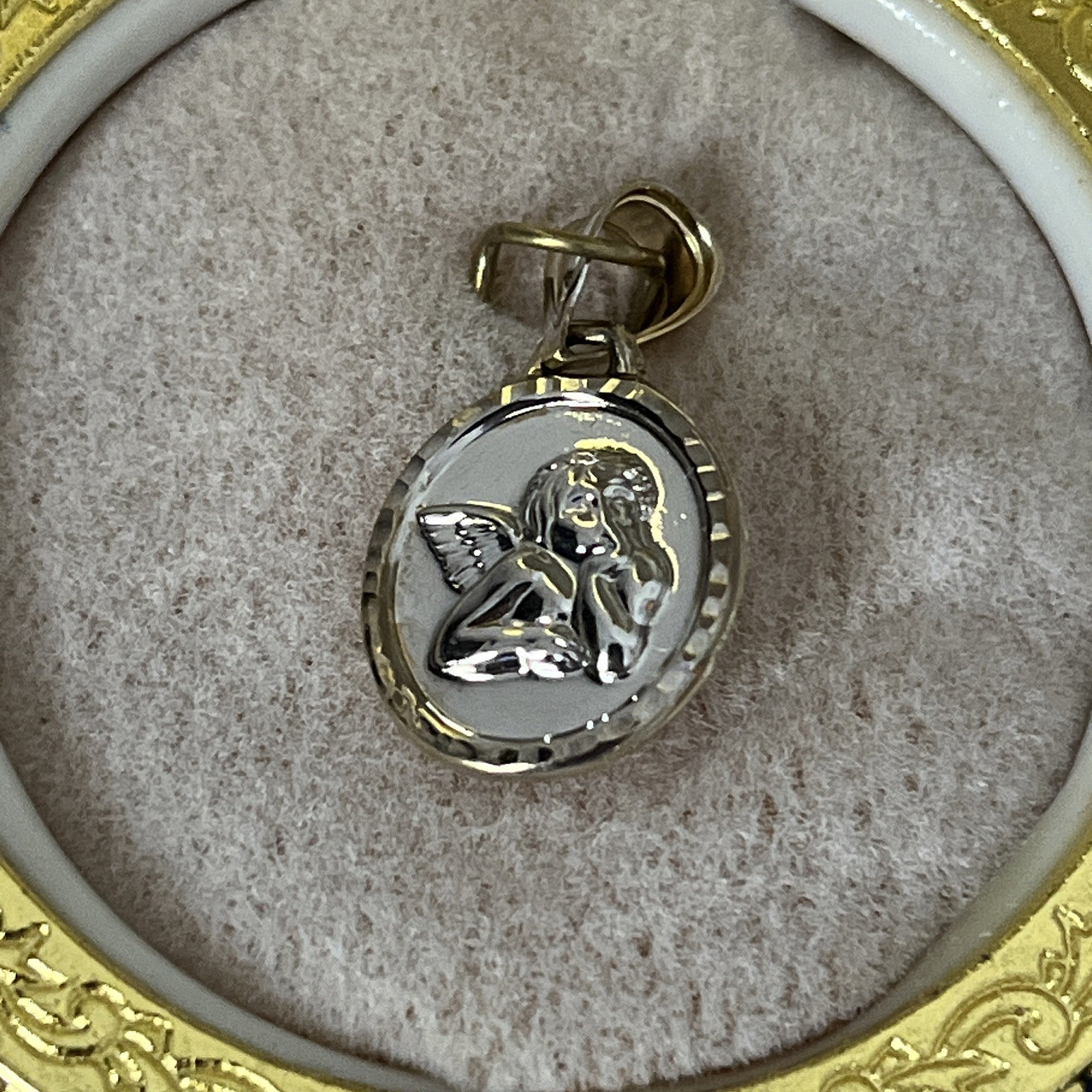 Michael Anthony 14k Gold Guardian Angel Double Sided Charm Ornament &Trinket Box