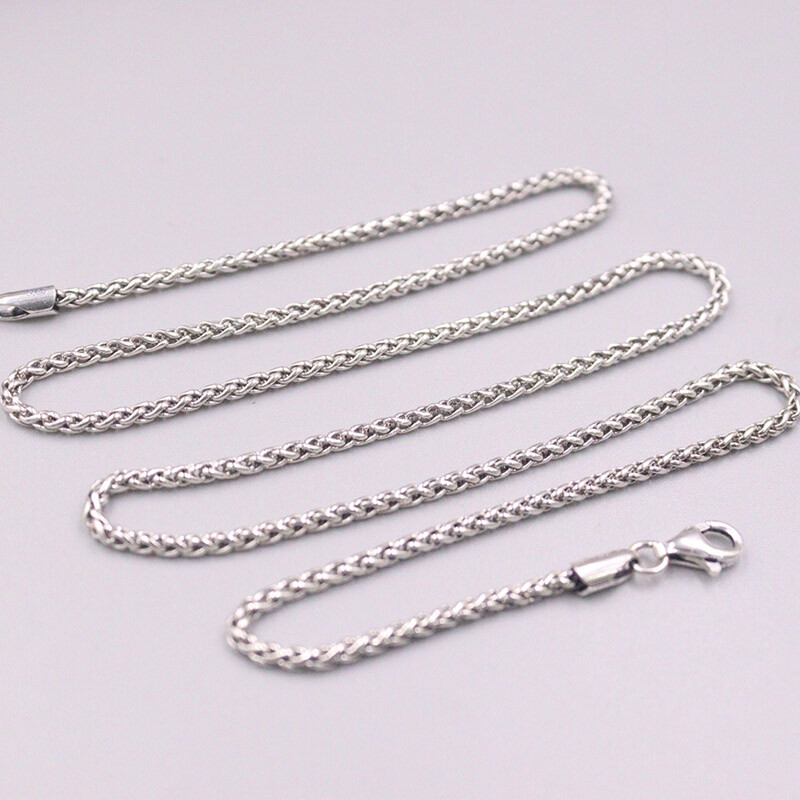 Real 925 Sterling Silver Necklace 2mm/3mm/4mm/5mm Wheat Chain Silver Necklace