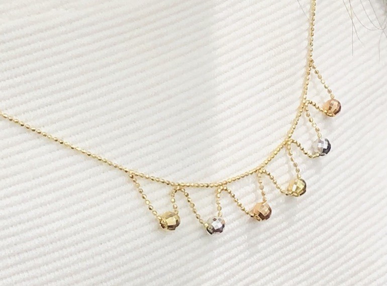 14KT YELLOW ROSE WHITE GOLD NECKLACE SIZE 17” LONG WEIGHT 3.2g NEW