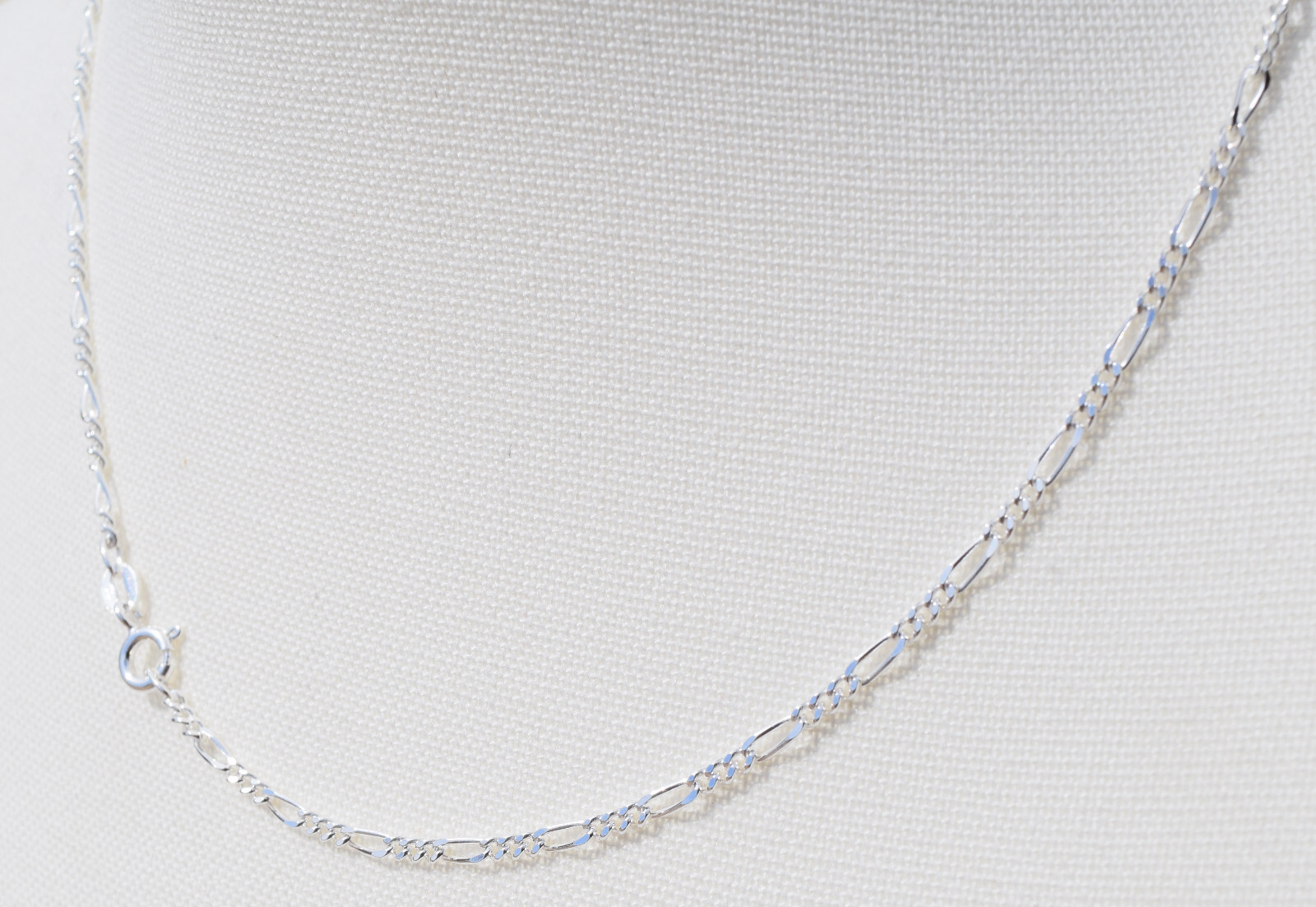 Figaro 3 + 1 Chain Italian 925 Sterling Silver 2.1mm Chain 18″ Spring Ring Clasp