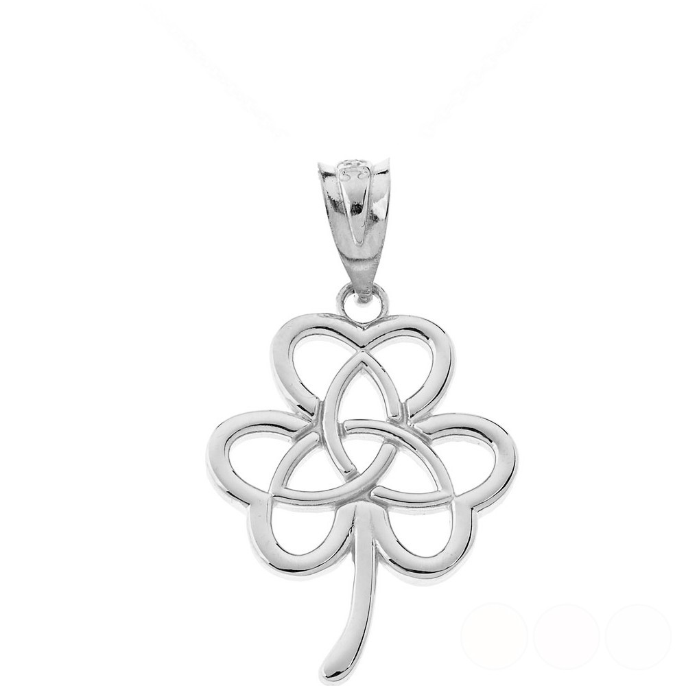 Gold Irish 3 Leaf Clover Celtic Triquetra Trinity Knot ( Yellow/Rose/White Gold)