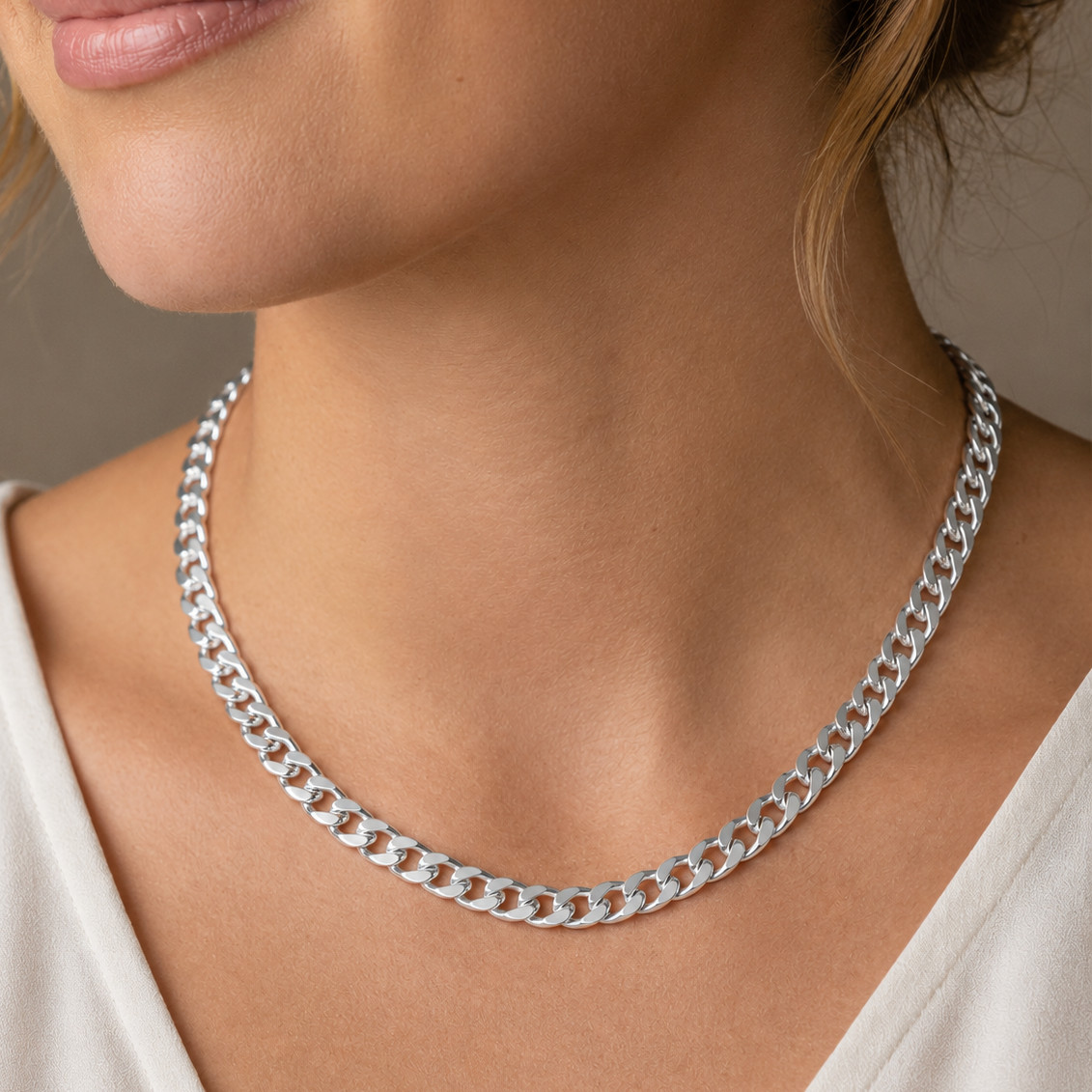 925 Sterling Silver Beveled Curb Chain Necklace – 6.6mm