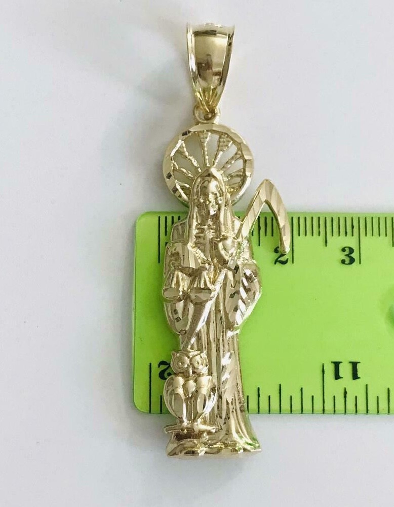 10K SOLID GOLD GRIM REAPER PENDANT – 62mm/2.4 inches GOLD SANTA MUERTE – GP46