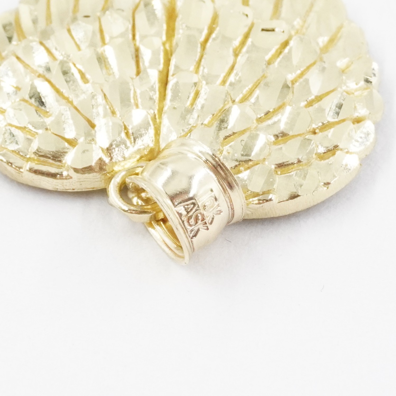 BAYAM Real 10K Yellow Gold Diamond Cut Angel Wings Heart 1 & 3/8in Pendant